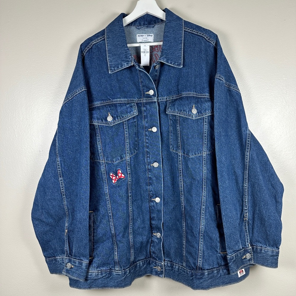 Old Navy Women's XXL Tall Denim Jacket Blue Minnie Mouse Disney Vacation NEW